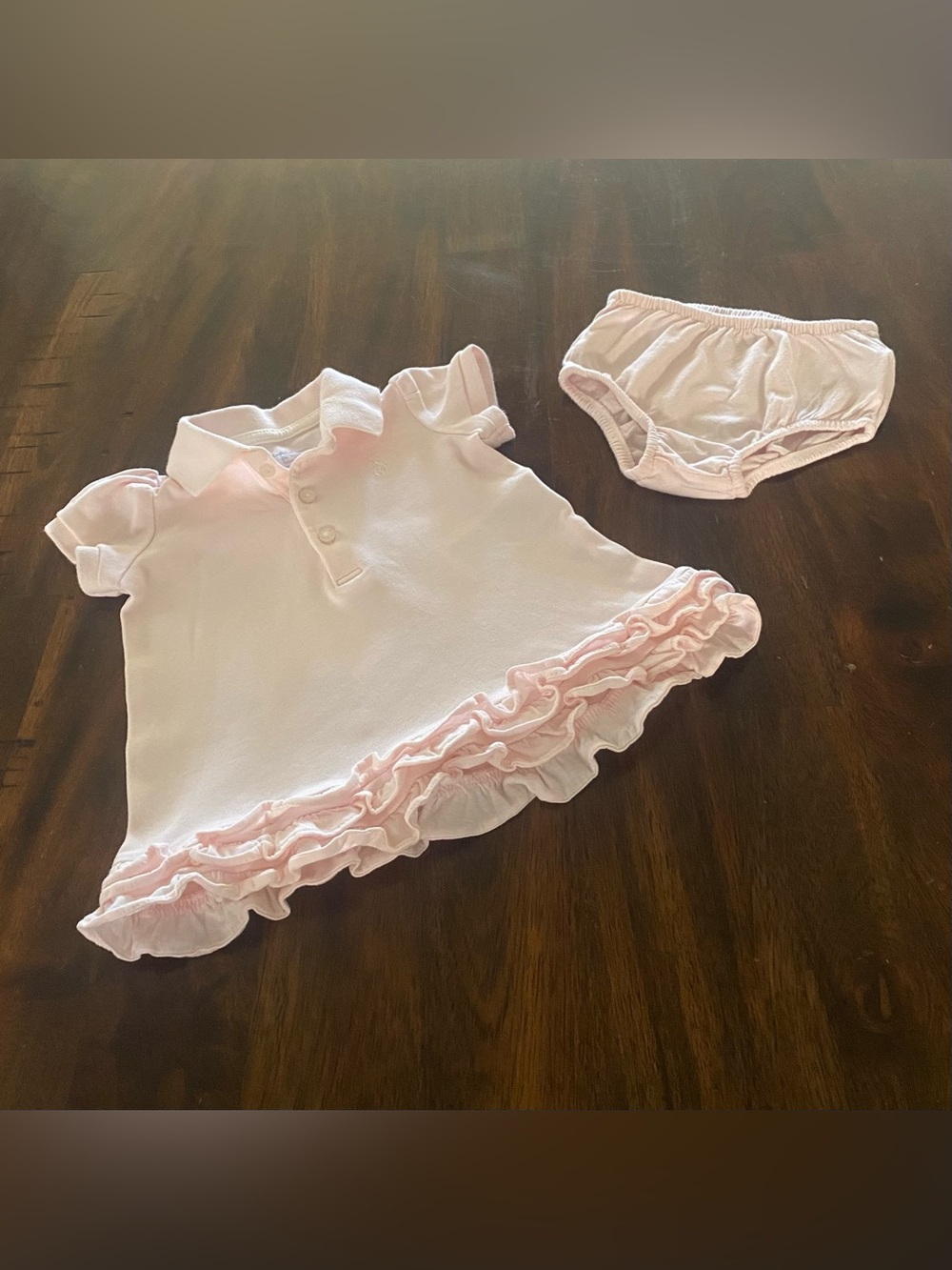 Ralph Lauren Light Pink Ruffle Polo Dress with Bloomers Set